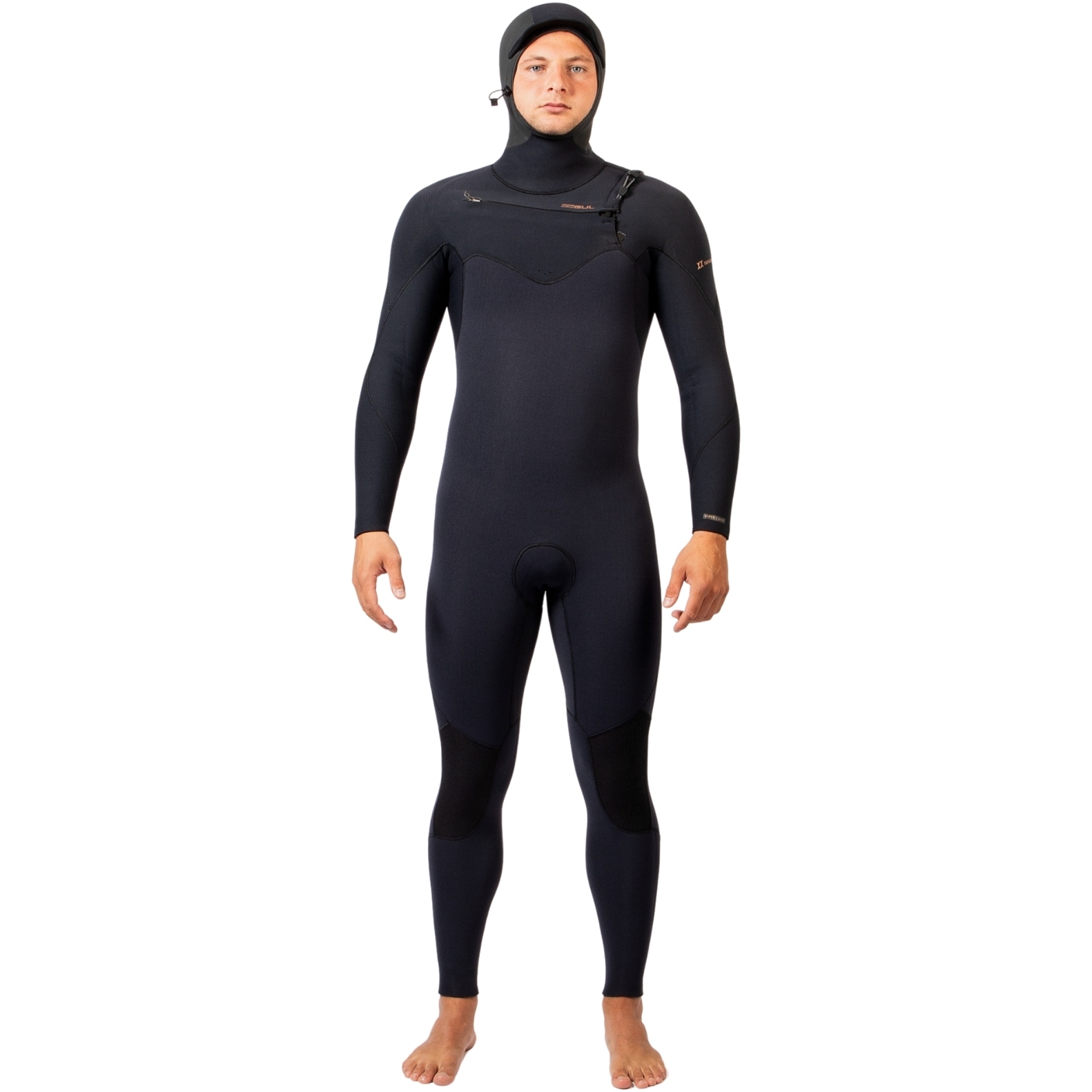 2025 Gul Mens Viper 6/5/4mm Yamamoto Hooded Chest Zip Wetsuit VR1225 - Black